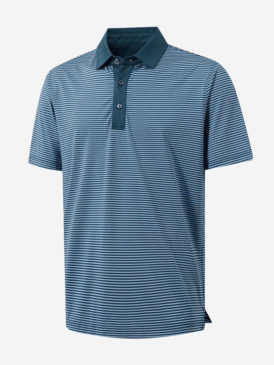 Upgraded Two-tone Striped Quick Dry Polo Shirt