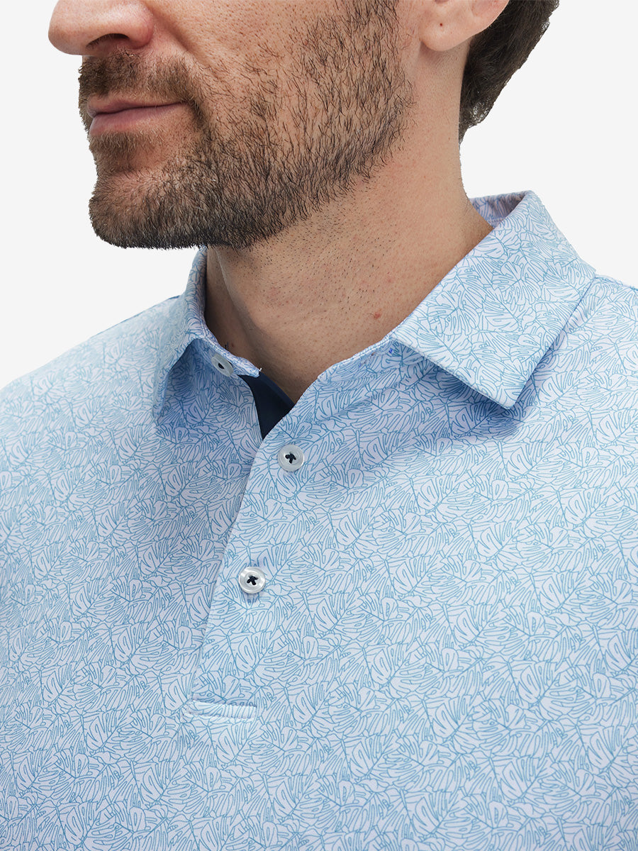 4 Way Stretch Print Collared Polo Shirts