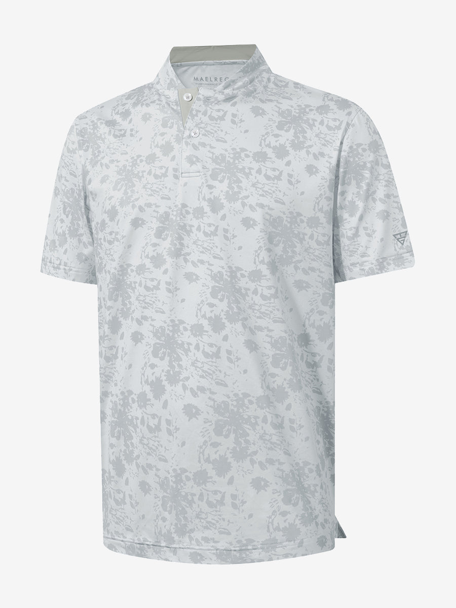 Stretch Printed Collarless Henley Golf Shirts