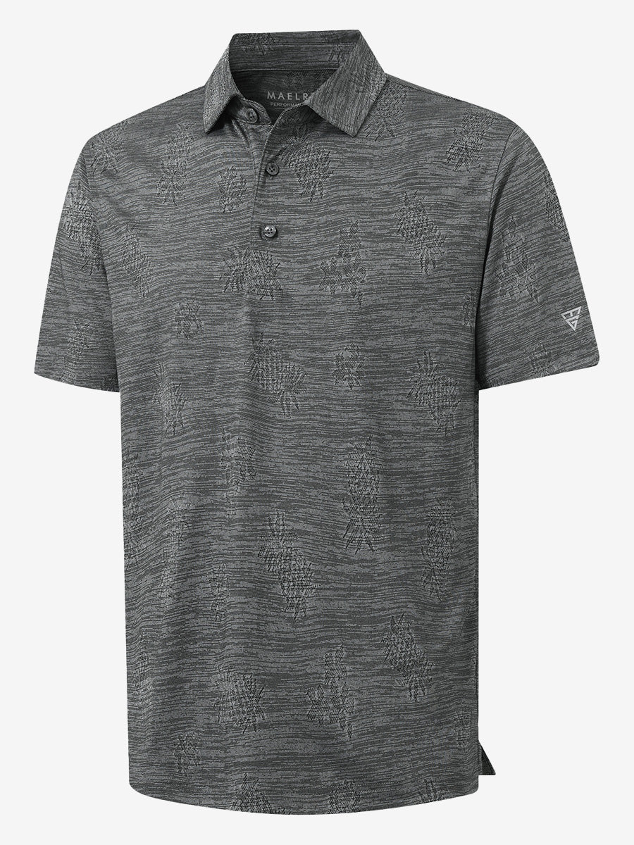 Breathable Jacquard Pattern 3-Button Golf Polo