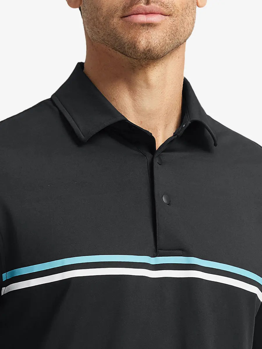 Stylish Chest Print Snap Polo