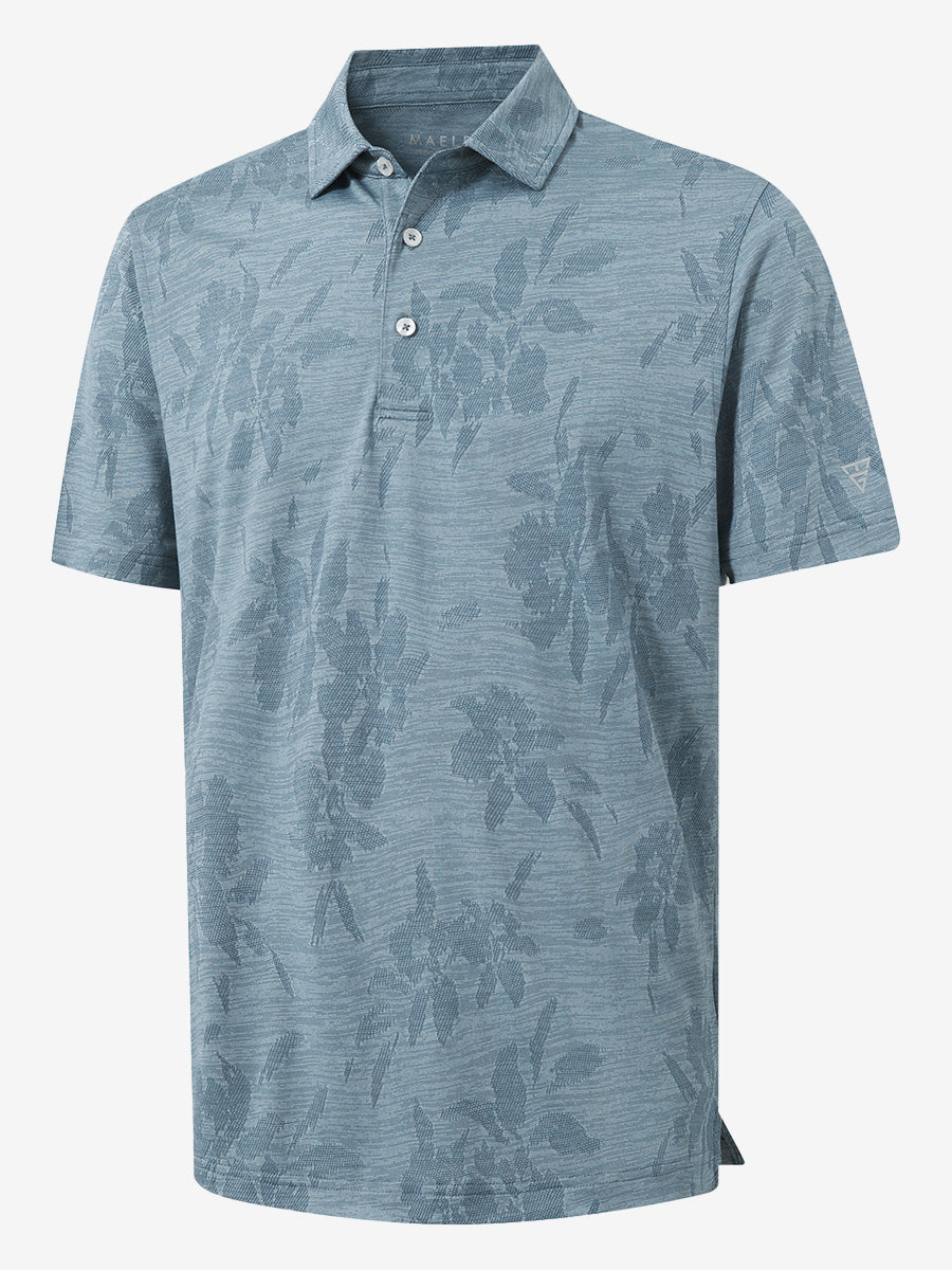 Breathable Jacquard Pattern 3-Button Golf Polo