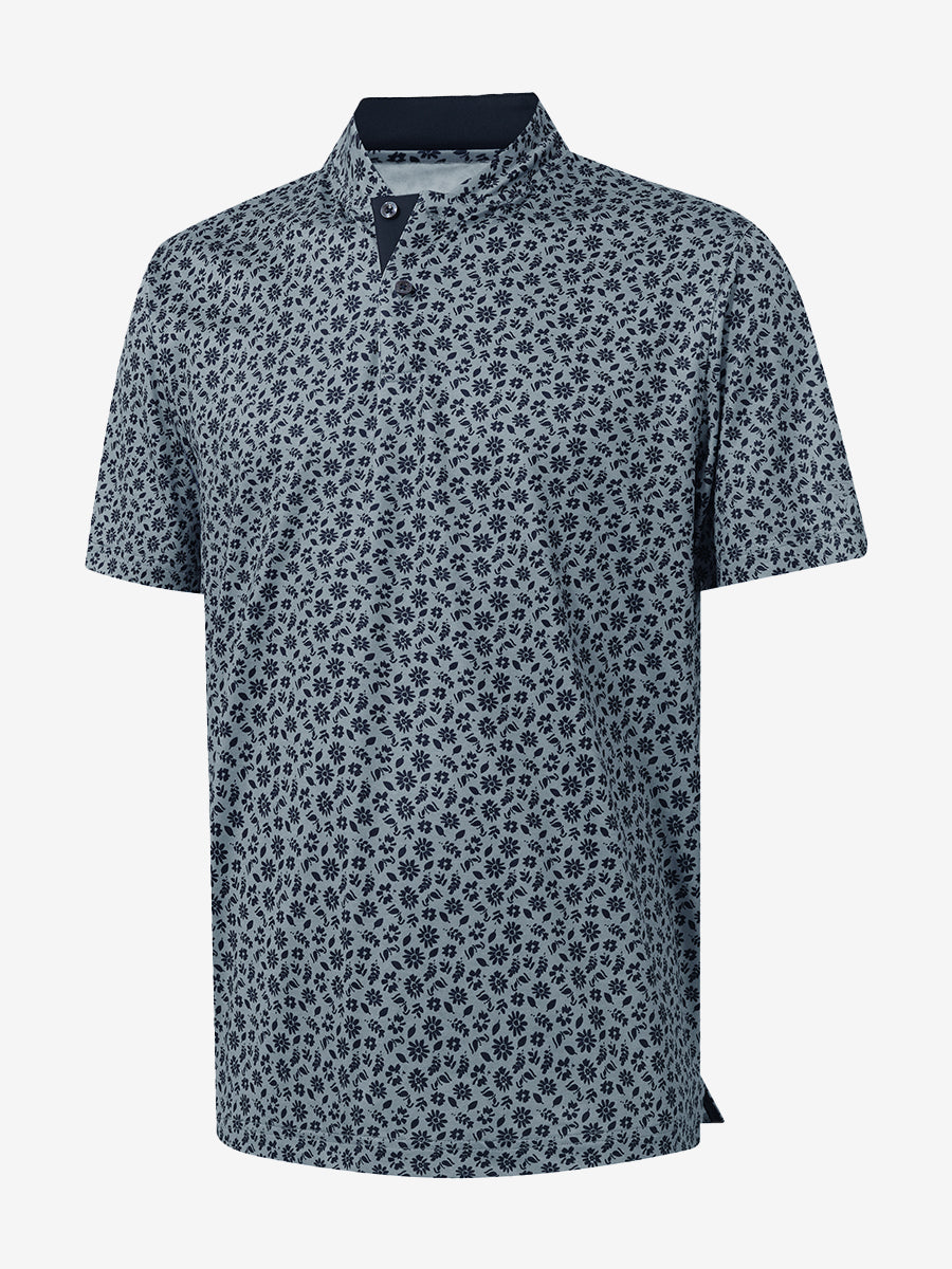 Stretch Printed Collarless Henley Golf Shirts