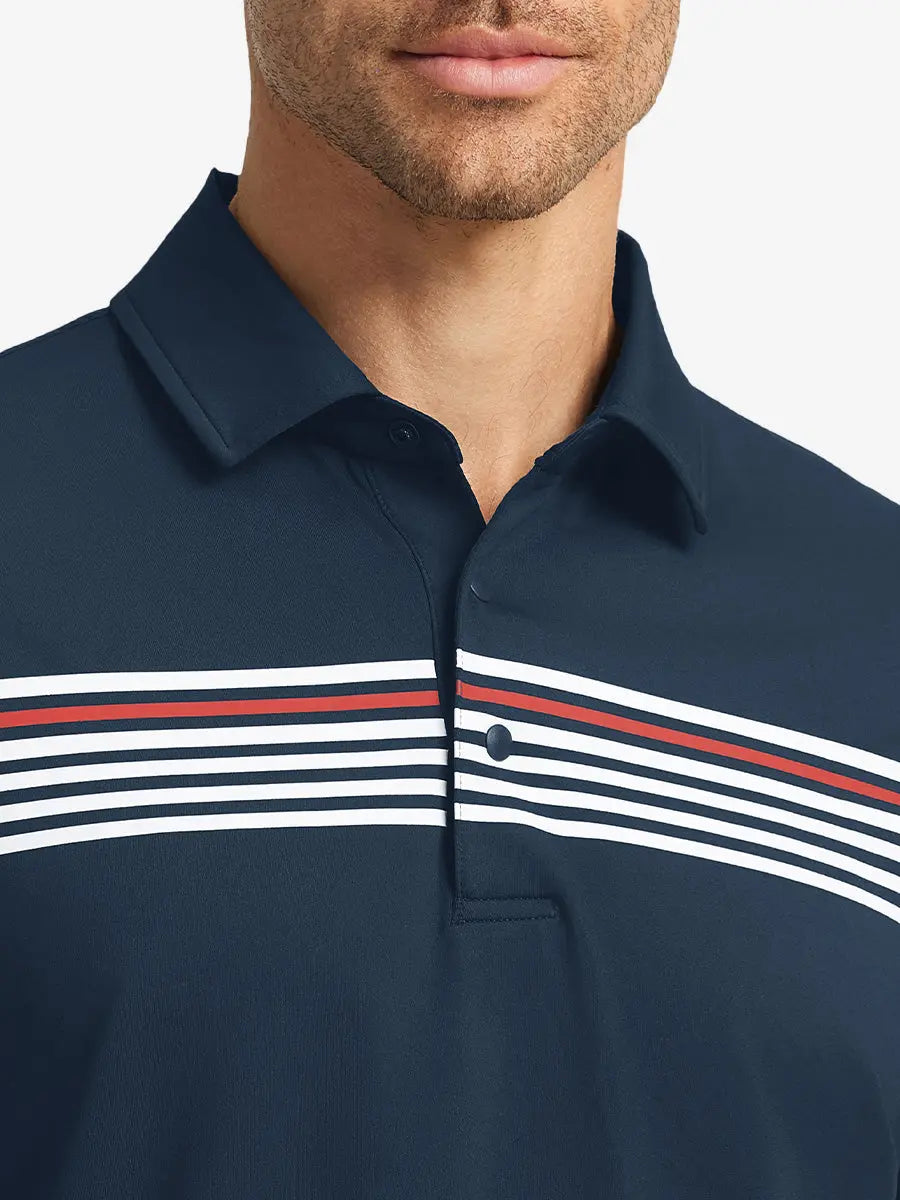 Stylish Chest Print Snap Polo