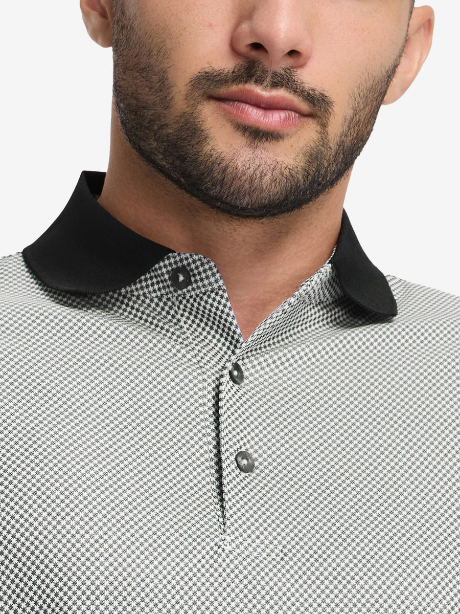 Quick Dry Jacquard Ribbed Collar Golf Shirts