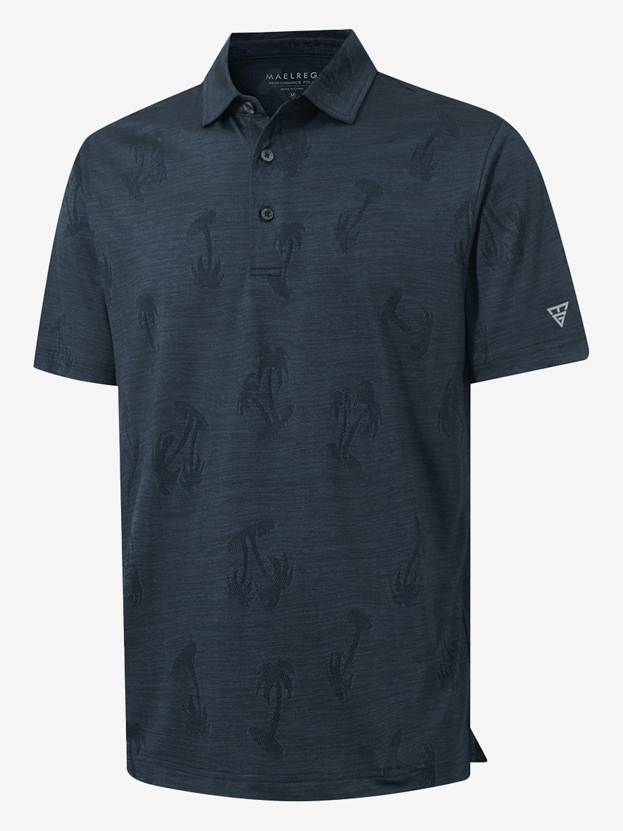 Breathable Jacquard Pattern 3-Button Golf Polo