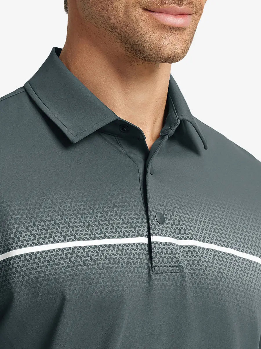 Stylish Chest Print Snap Polo
