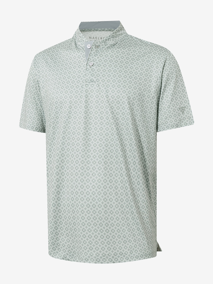 Stretch Printed Collarless Henley Golf Shirts