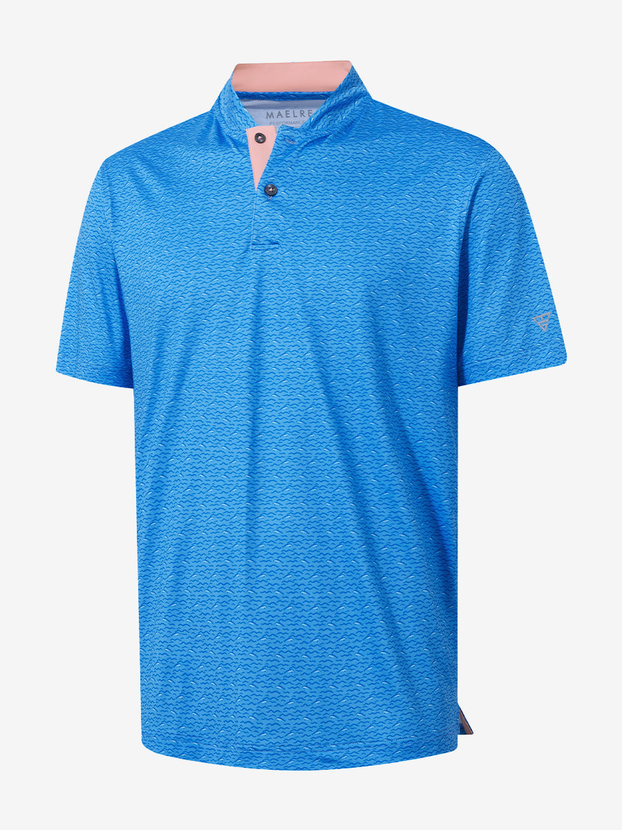 Stretch Printed Collarless Henley Golf Shirts