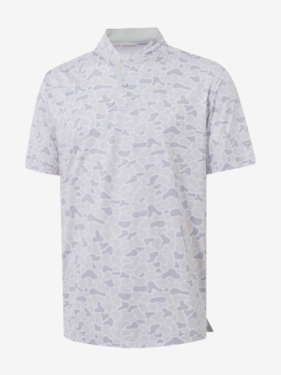 Stretch Printed Collarless Henley Golf Shirts