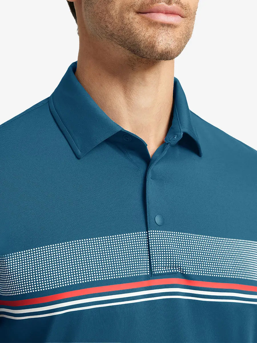 Stylish Chest Print Snap Polo