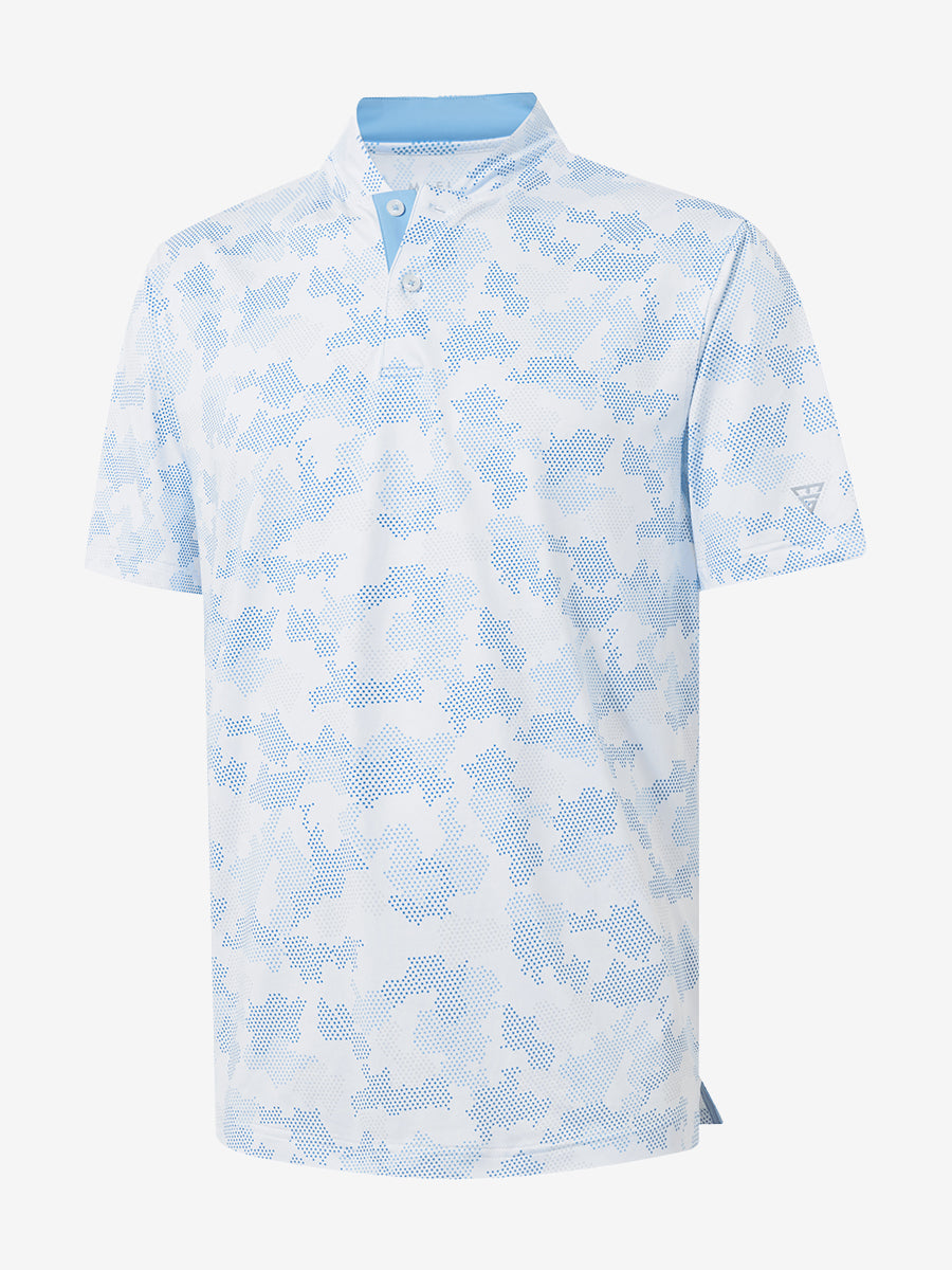 Stretch Printed Collarless Henley Golf Shirts