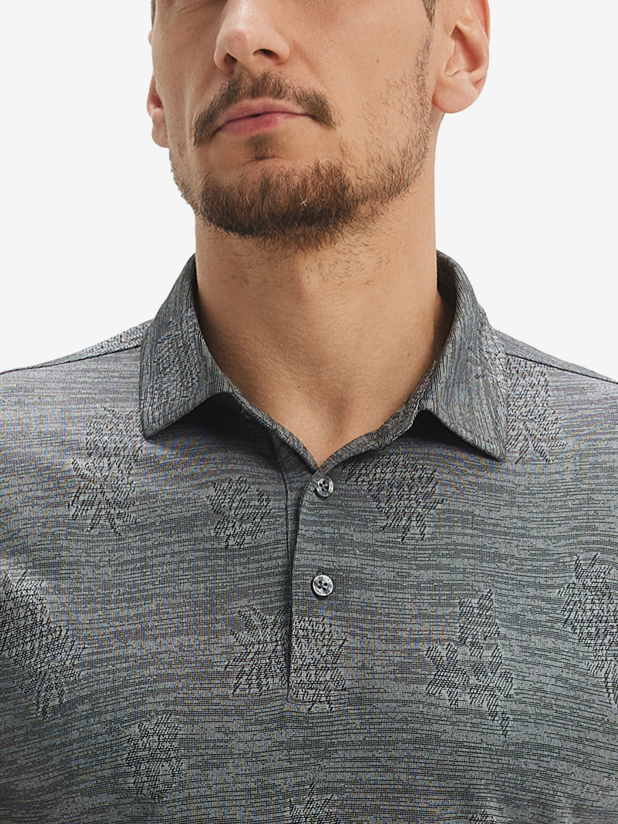 Breathable Jacquard Pattern 3-Button Golf Polo