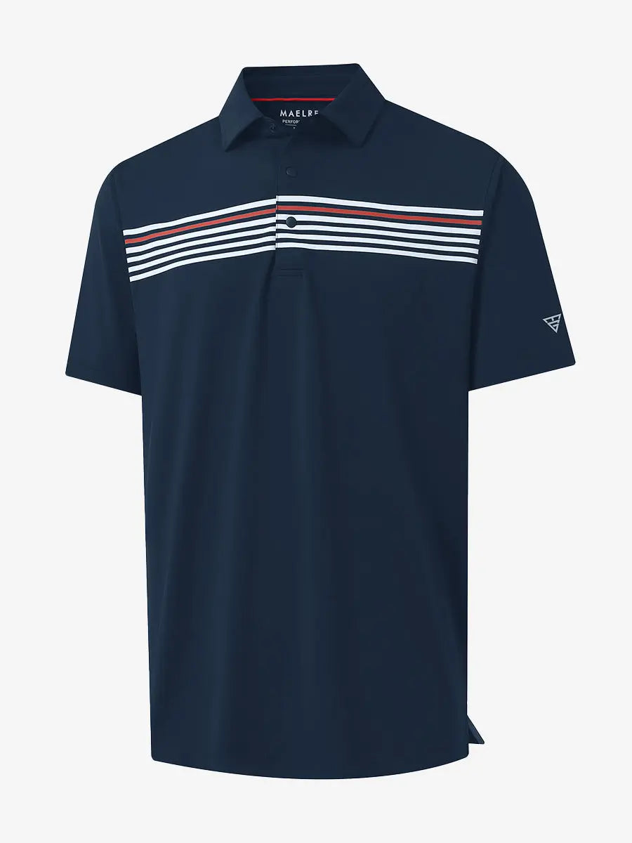 Stylish Chest Print Snap Polo