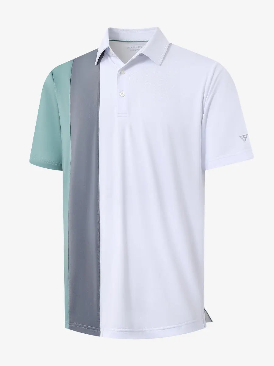 Moisture Wicking Color Block Polo Shirts