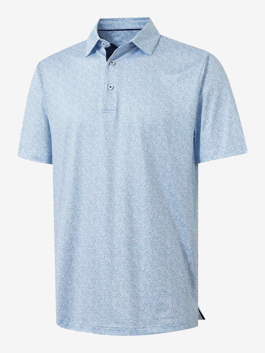 4 Way Stretch Print Collared Polo Shirts