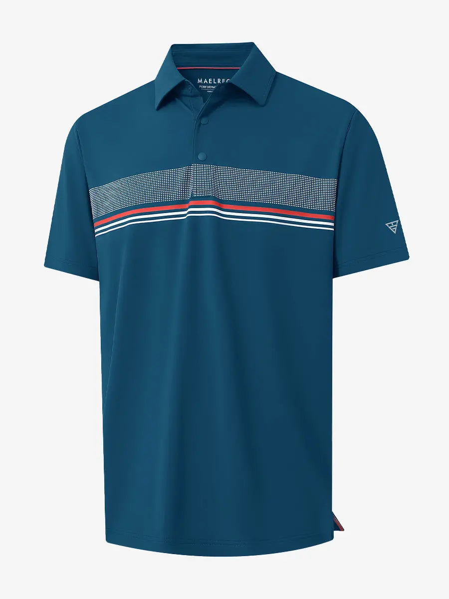 Stylish Chest Print Snap Polo