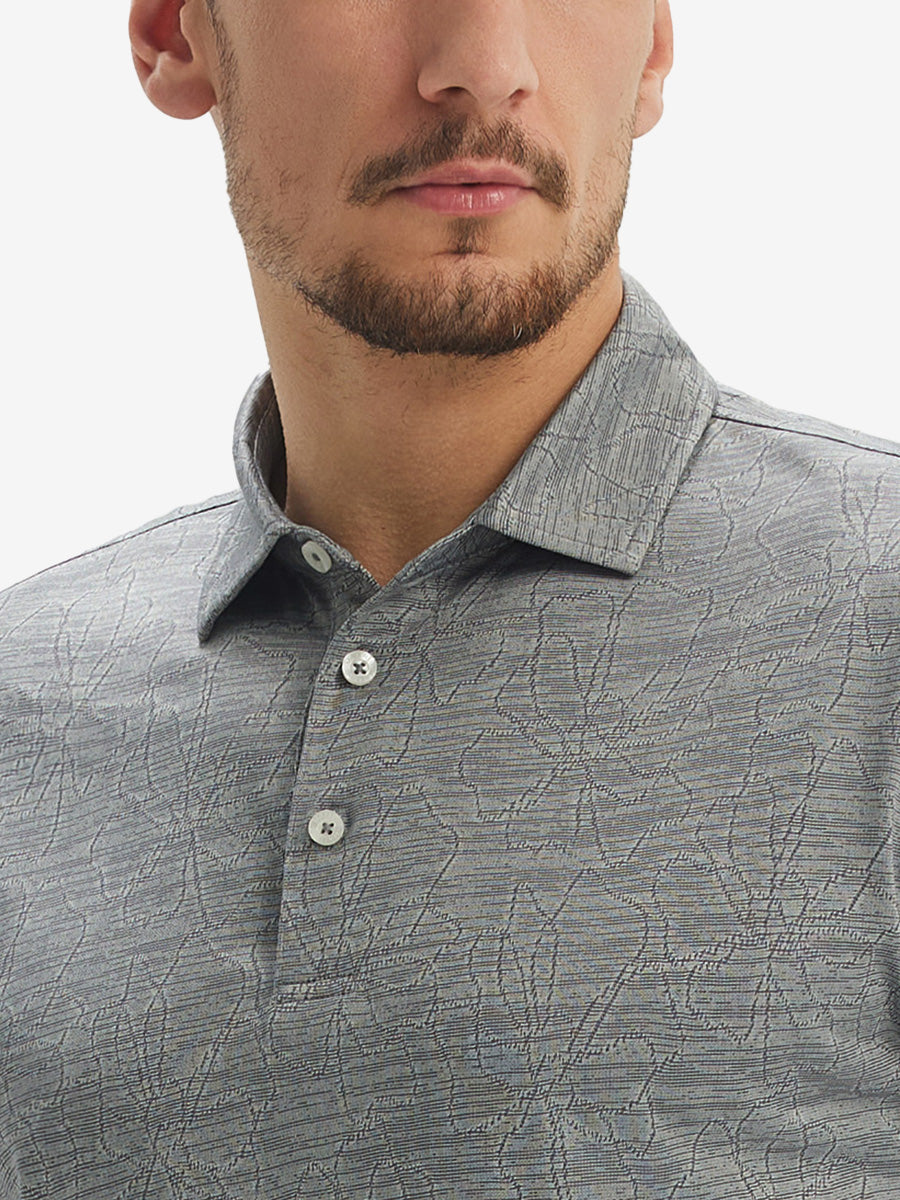 Breathable Jacquard Pattern 3-Button Golf Polo