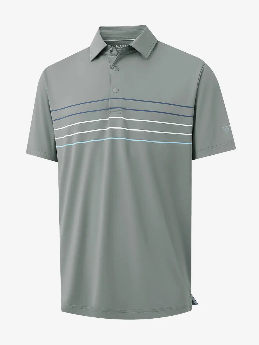 Stylish Chest Print Snap Polo