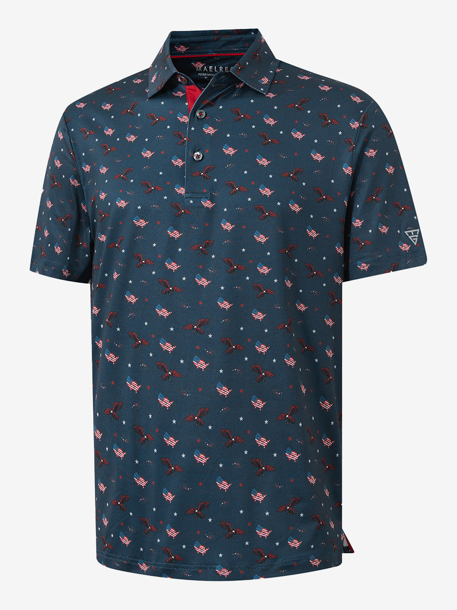 4 Way Stretch Print Collared Polo Shirts