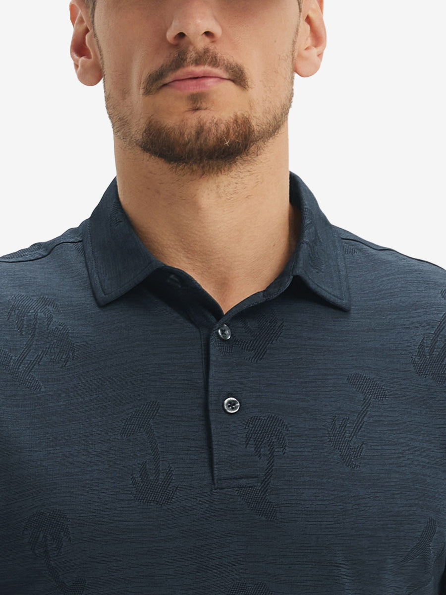 Breathable Jacquard Pattern 3-Button Golf Polo