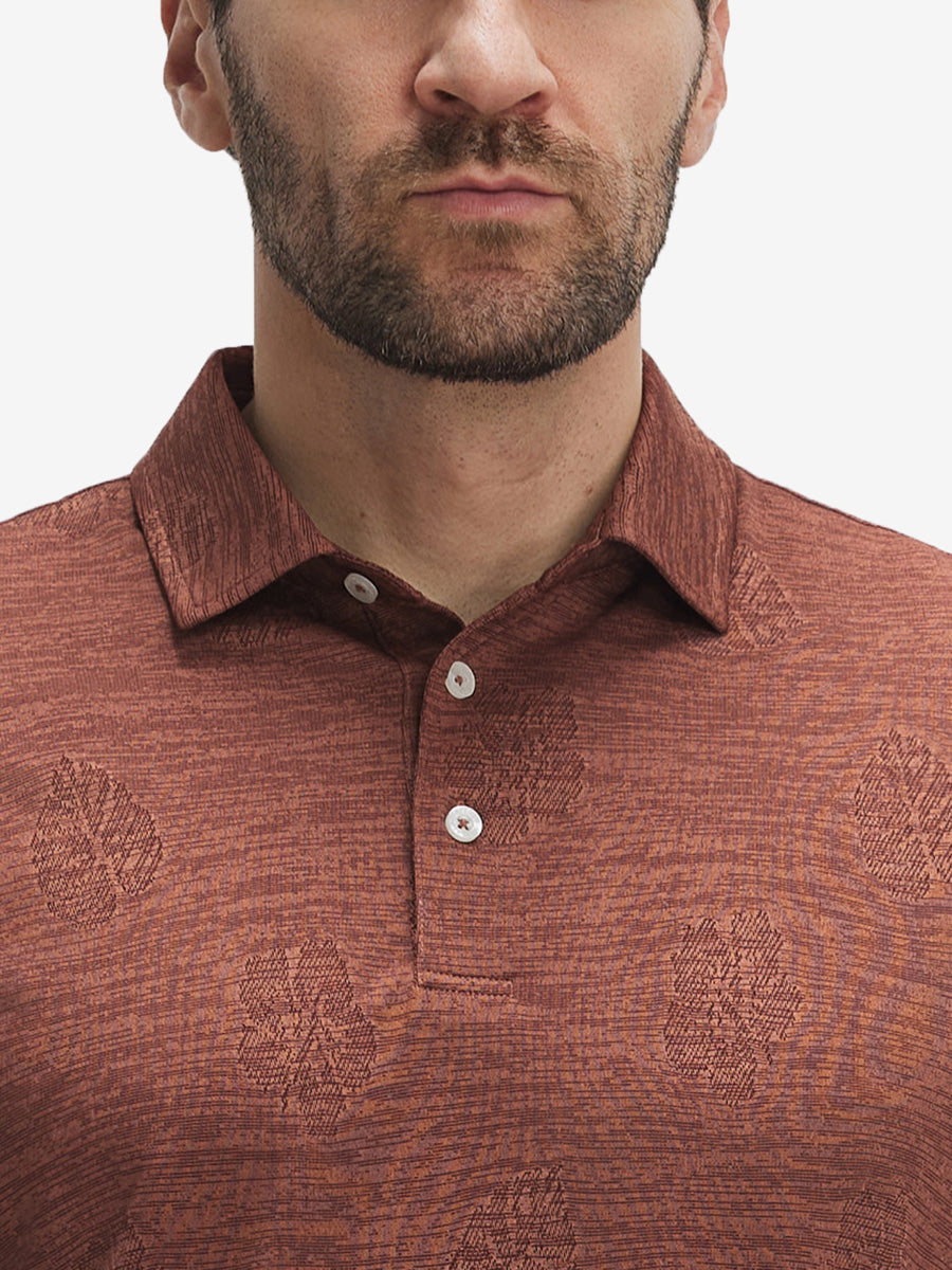 Breathable Jacquard Pattern 3-Button Golf Polo