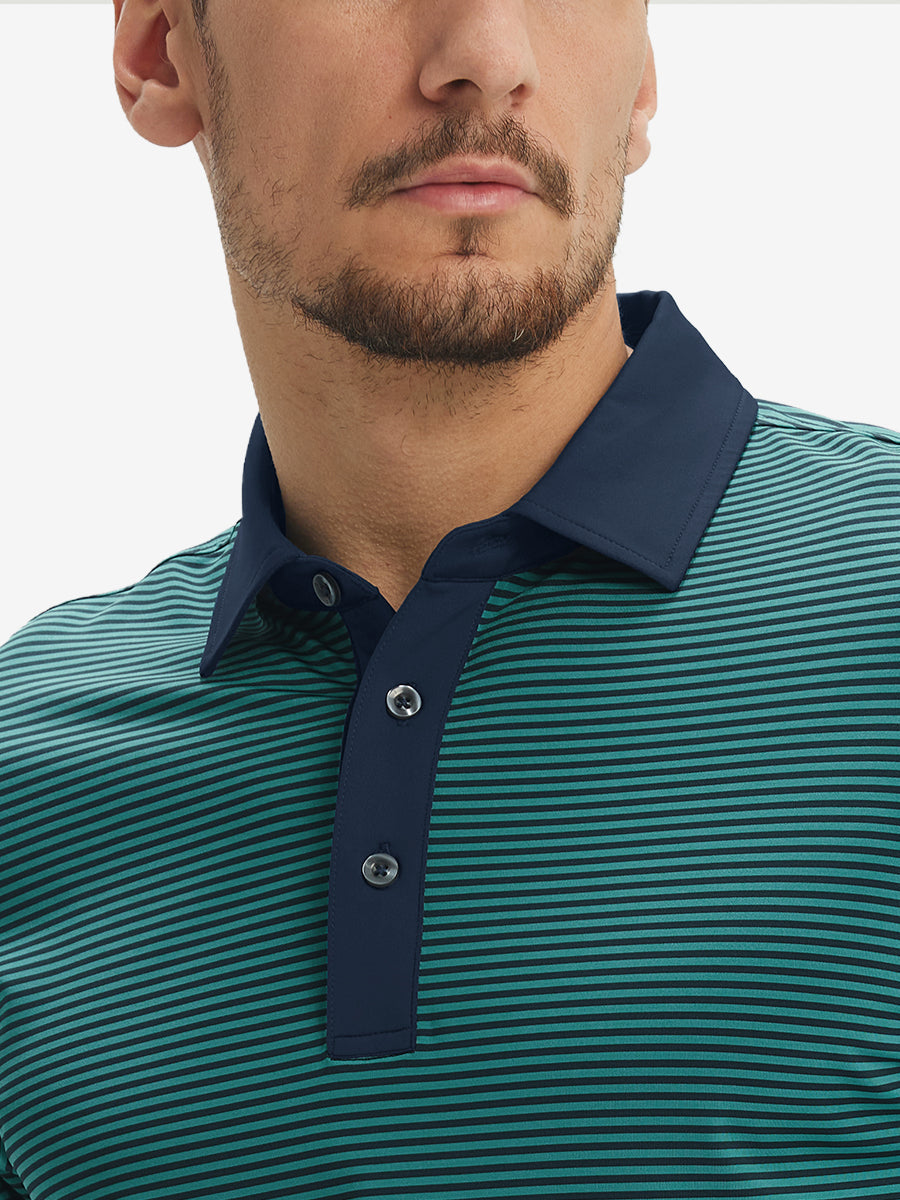 Upgraded Two-tone Striped Quick Dry Polo Shirt