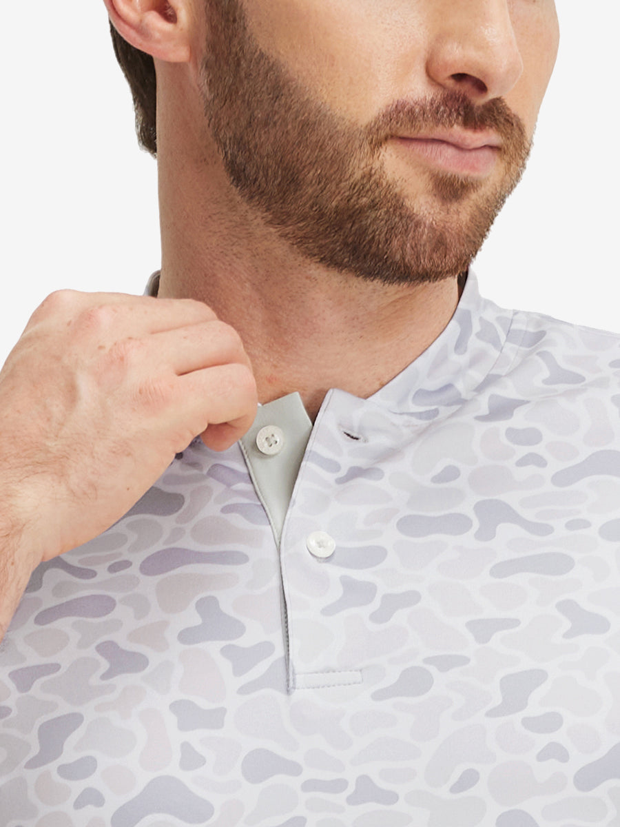 Stretch Printed Collarless Henley Golf Shirts