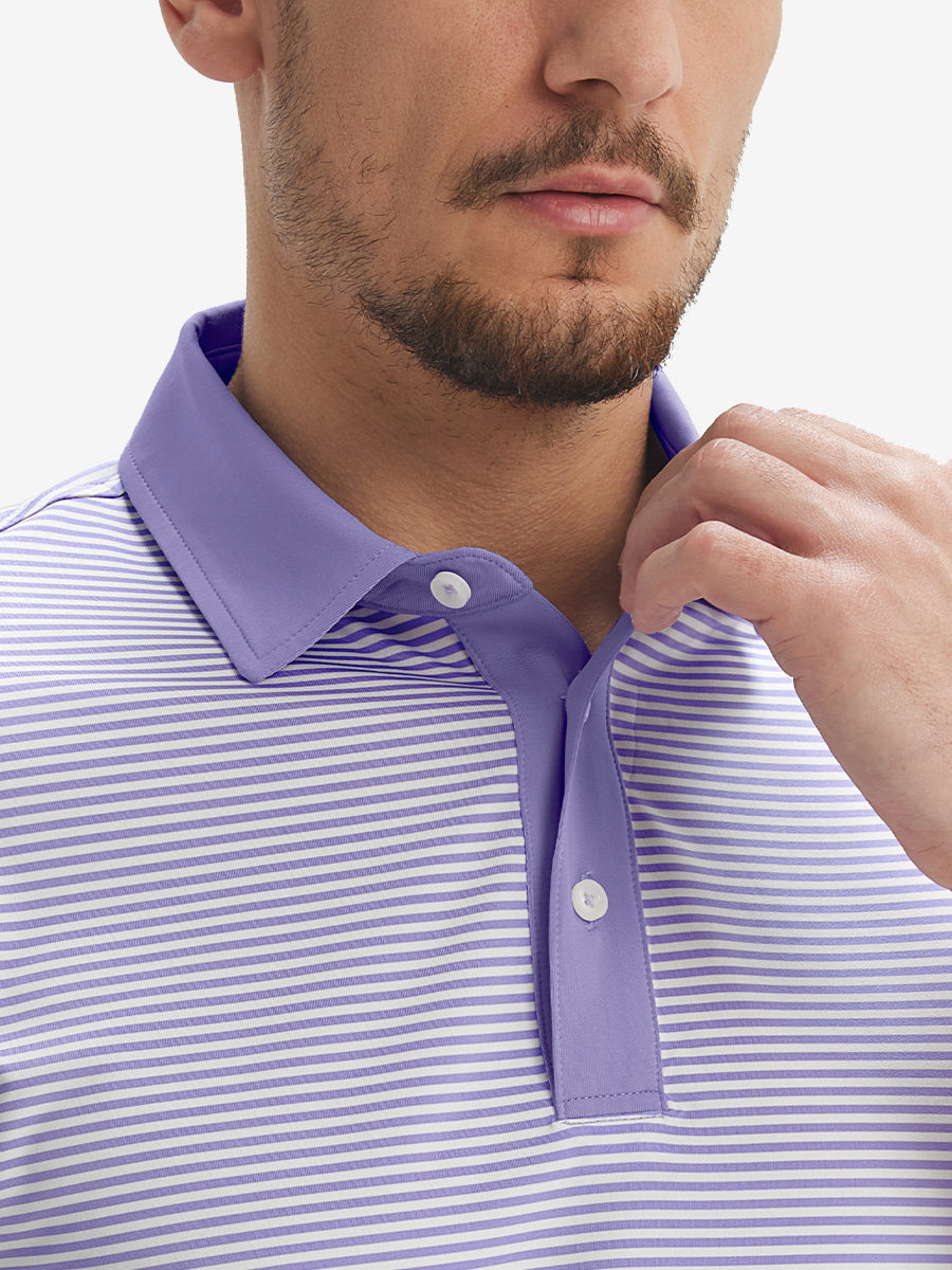 Upgraded Two-tone Striped Quick Dry Polo Shirt