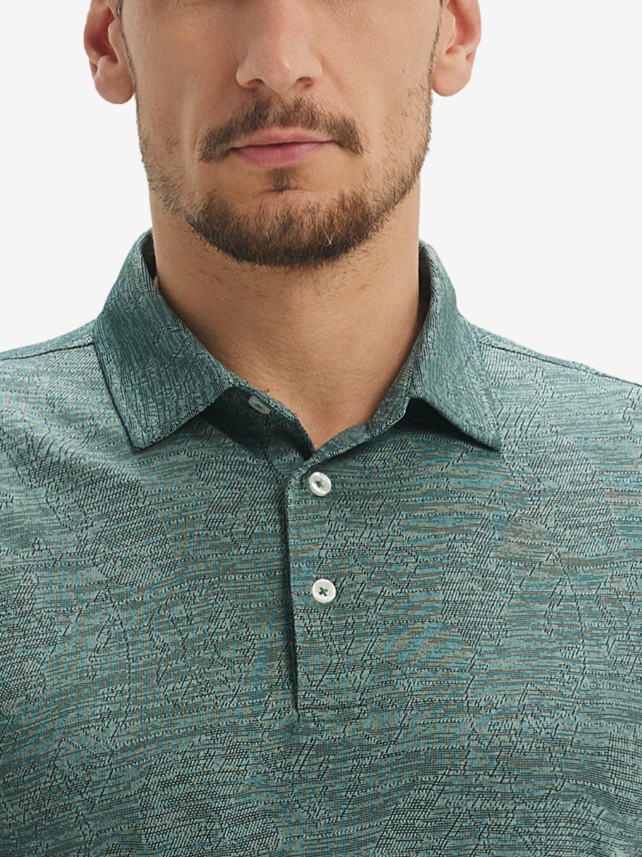 Breathable Jacquard Pattern 3-Button Golf Polo