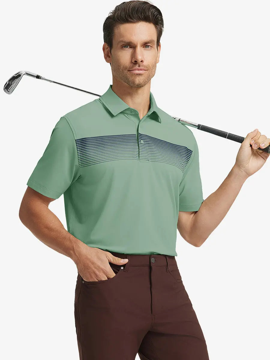 Stylish Chest Print Snap Polo
