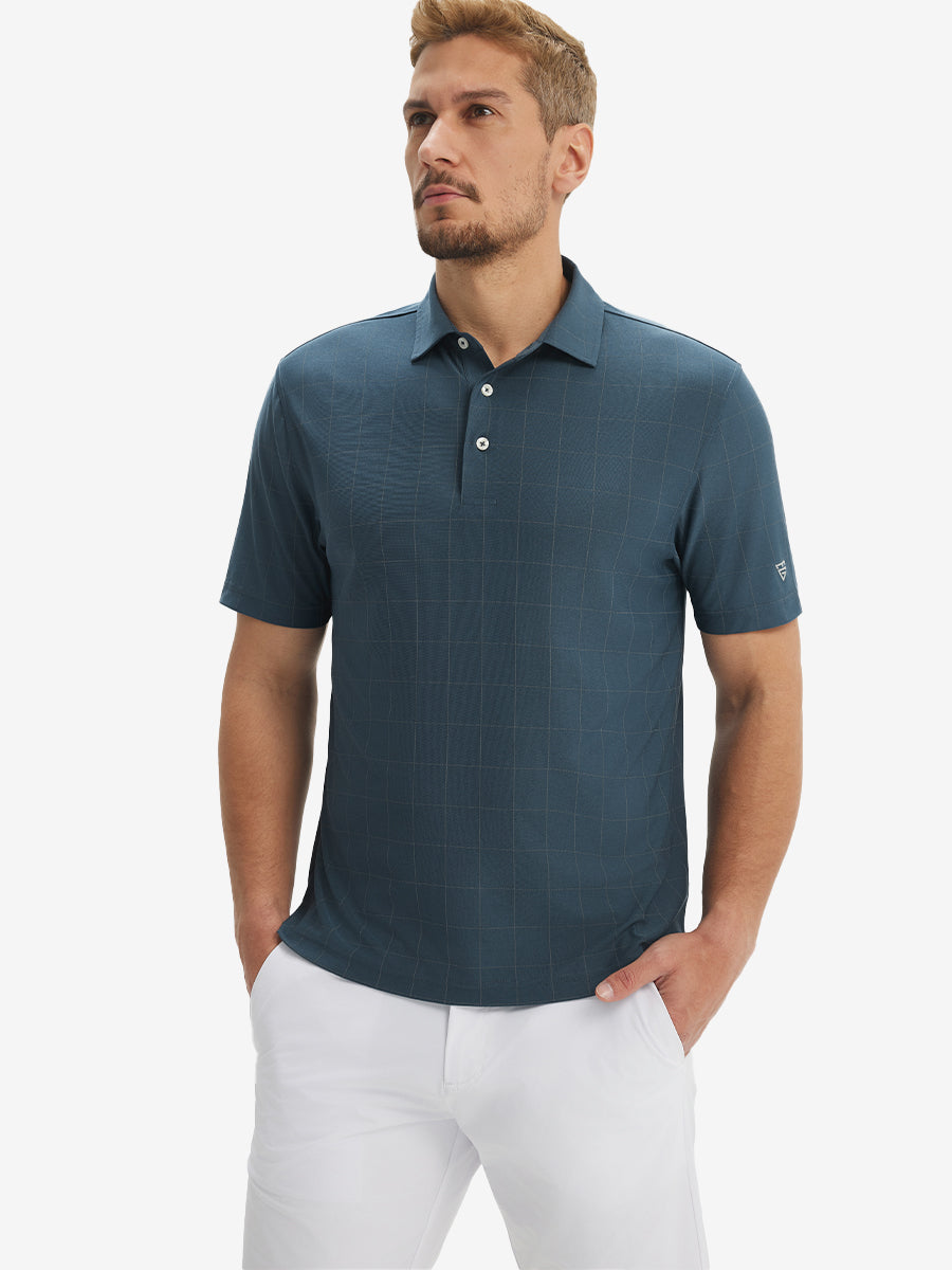 Performance Reflective Checked Collar Golf Shirt