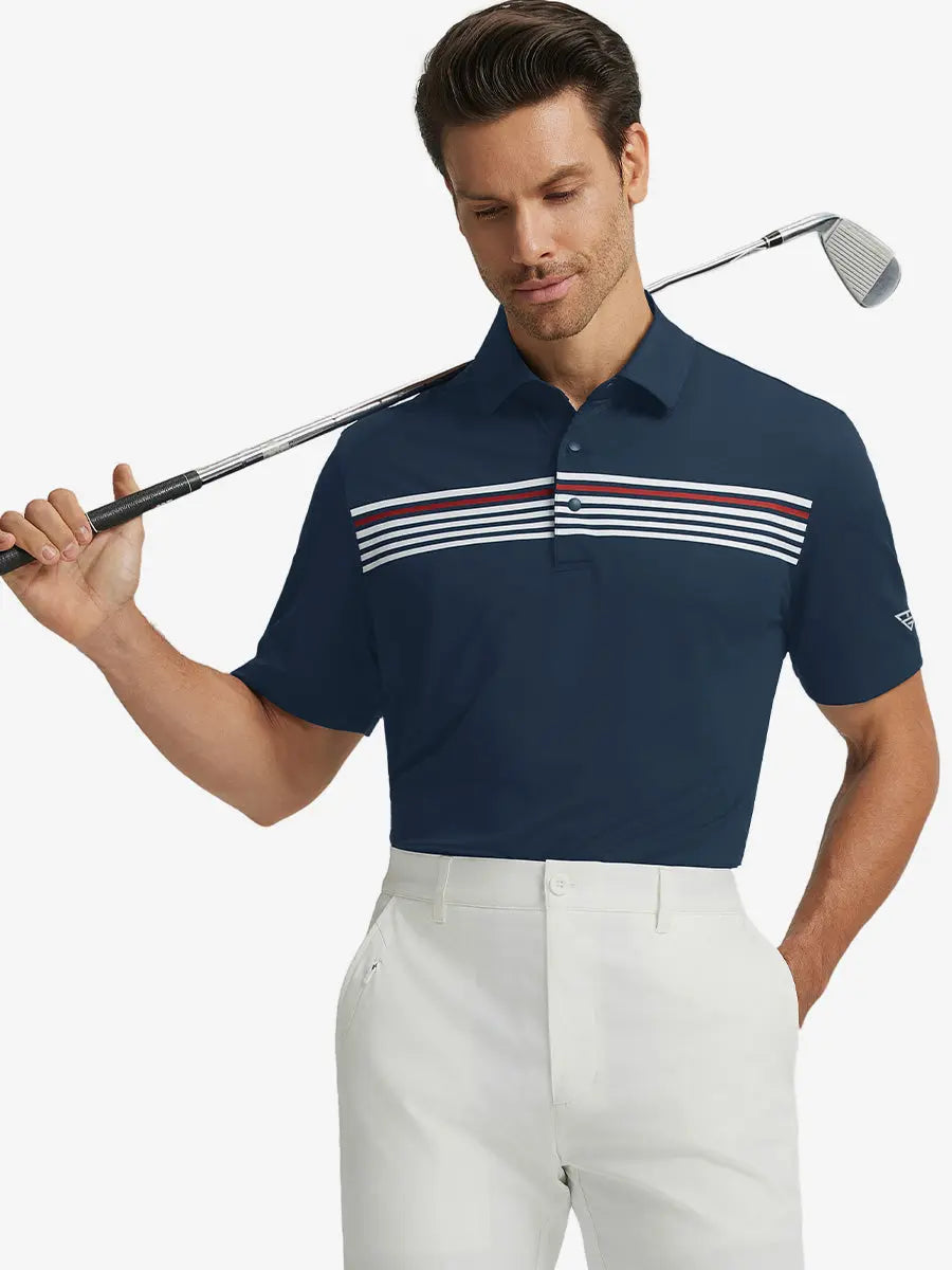 Stylish Chest Print Snap Polo