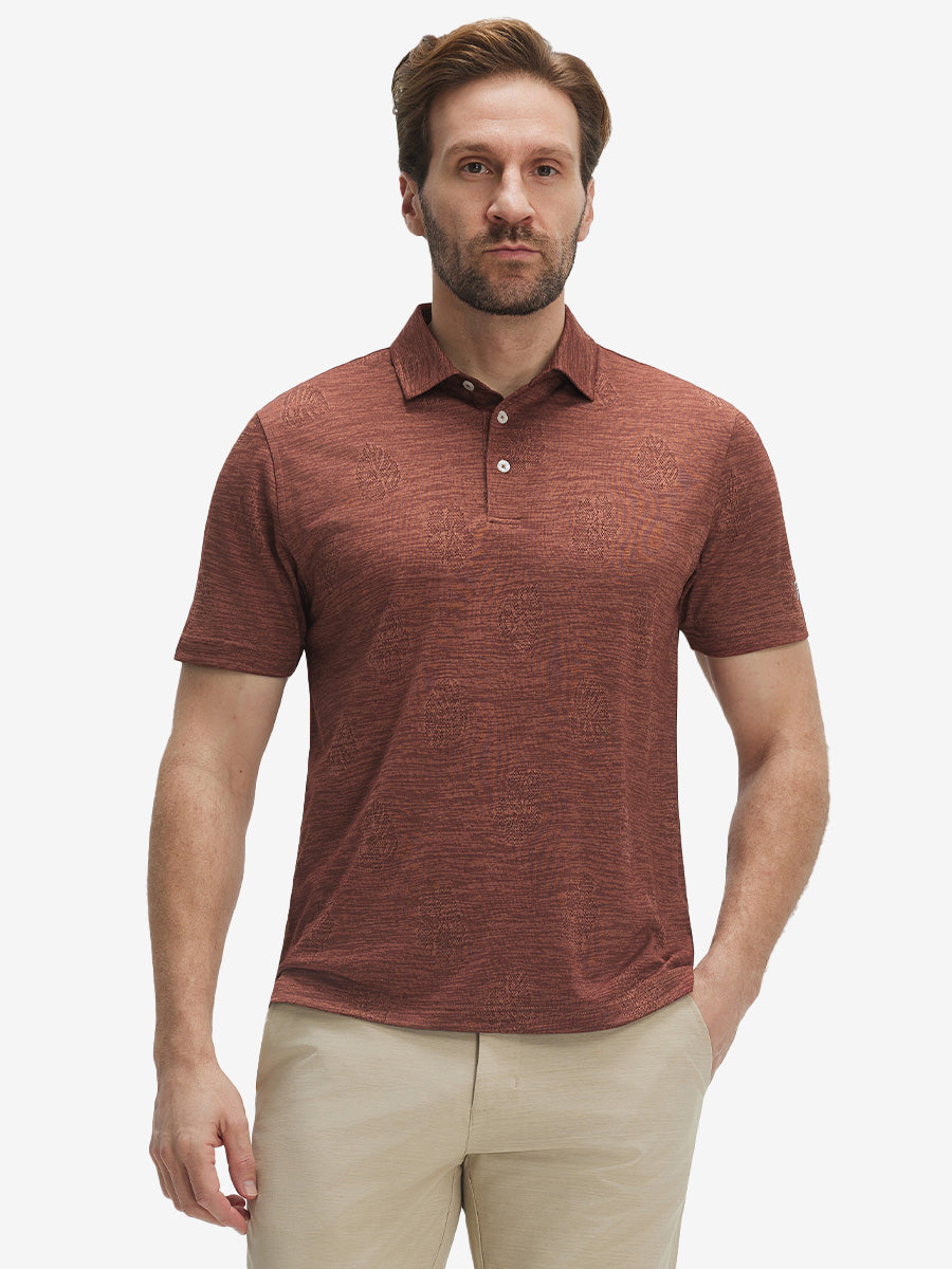 Breathable Jacquard Pattern 3-Button Golf Polo