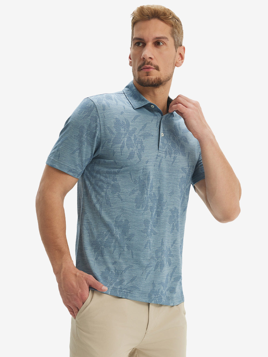 Breathable Jacquard Pattern 3-Button Golf Polo