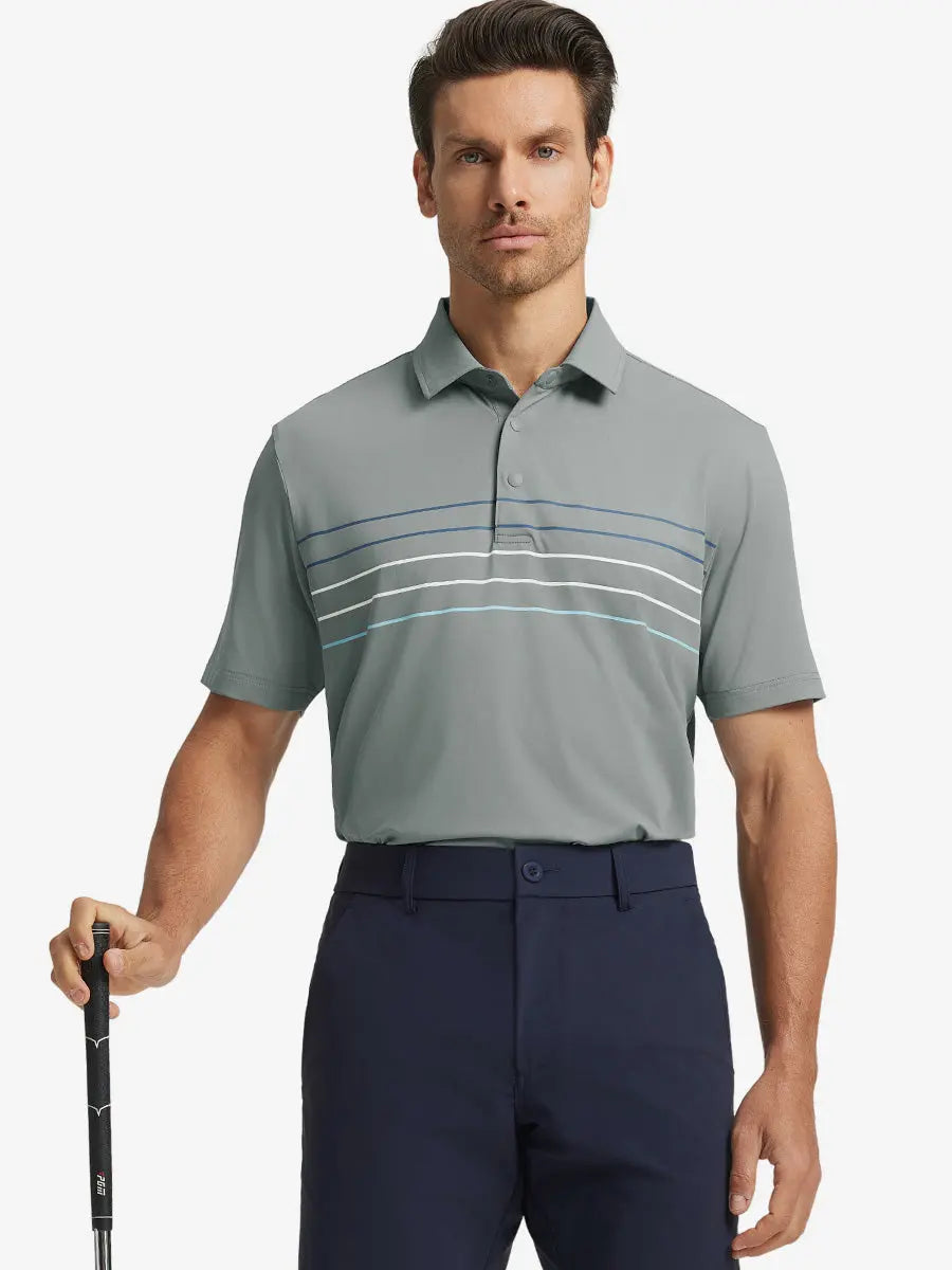 Stylish Chest Print Snap Polo