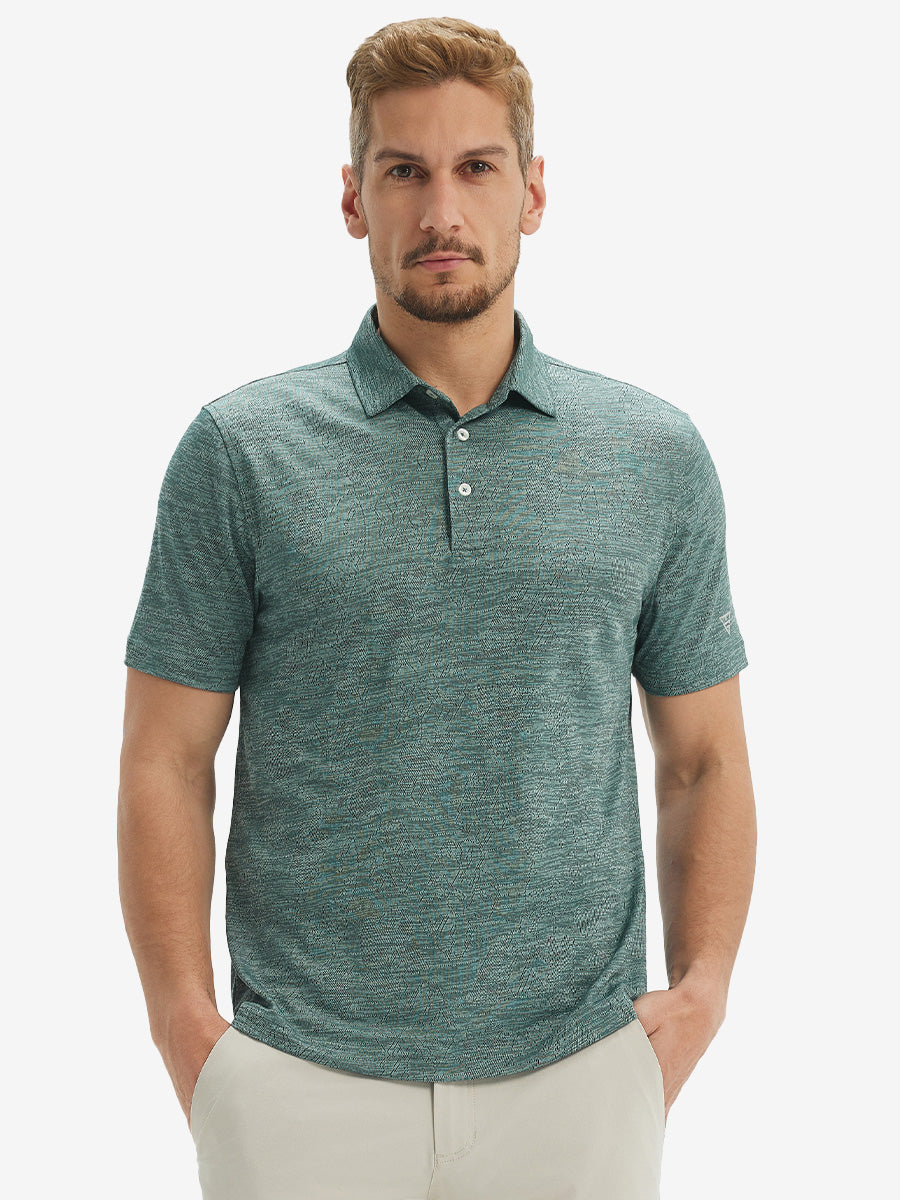 Breathable Jacquard Pattern 3-Button Golf Polo
