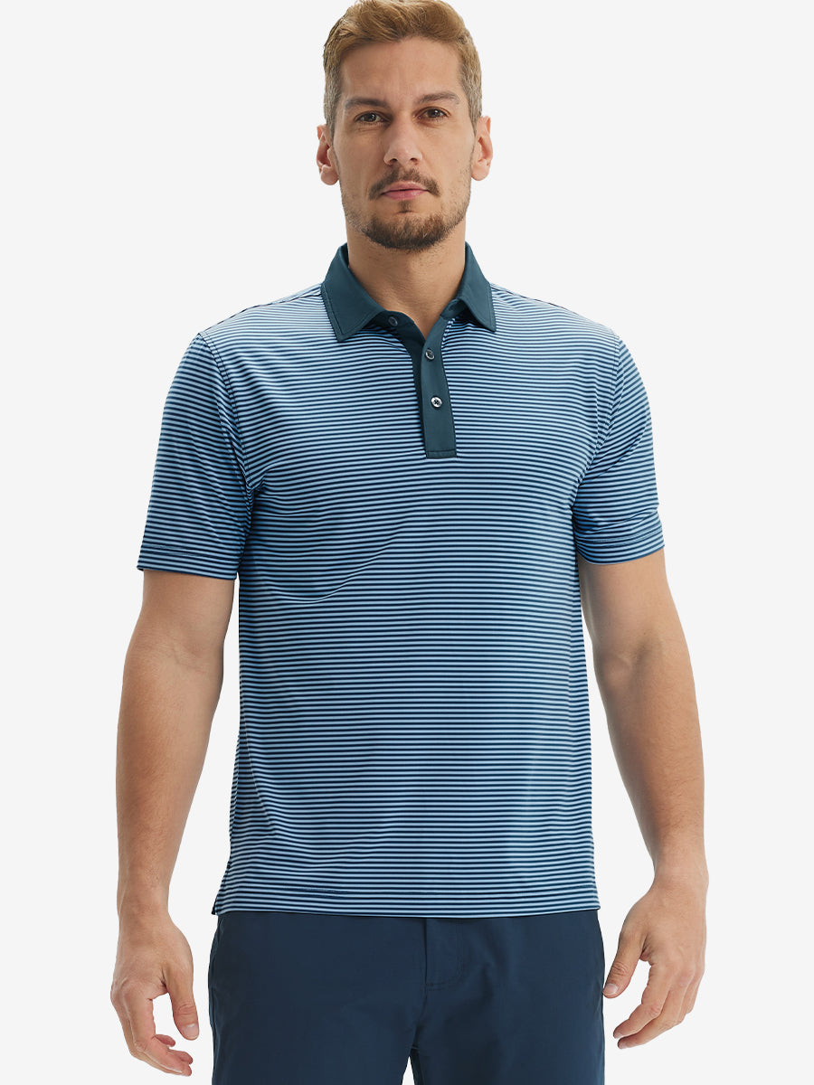 Upgraded Two-tone Striped Quick Dry Polo Shirt