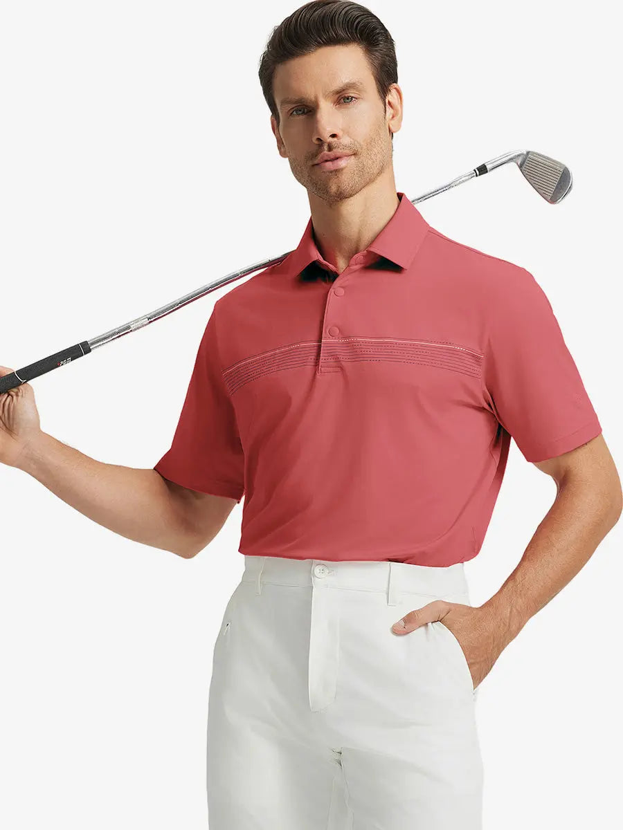 Stylish Chest Print Snap Polo