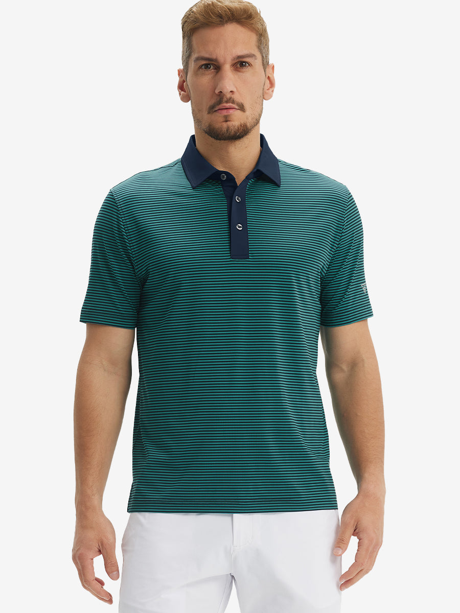 Upgraded Two-tone Striped Quick Dry Polo Shirt