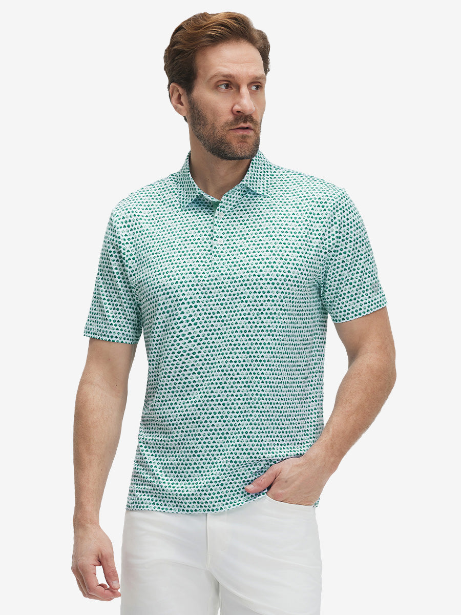 4 Way Stretch Print Collared Polo Shirts