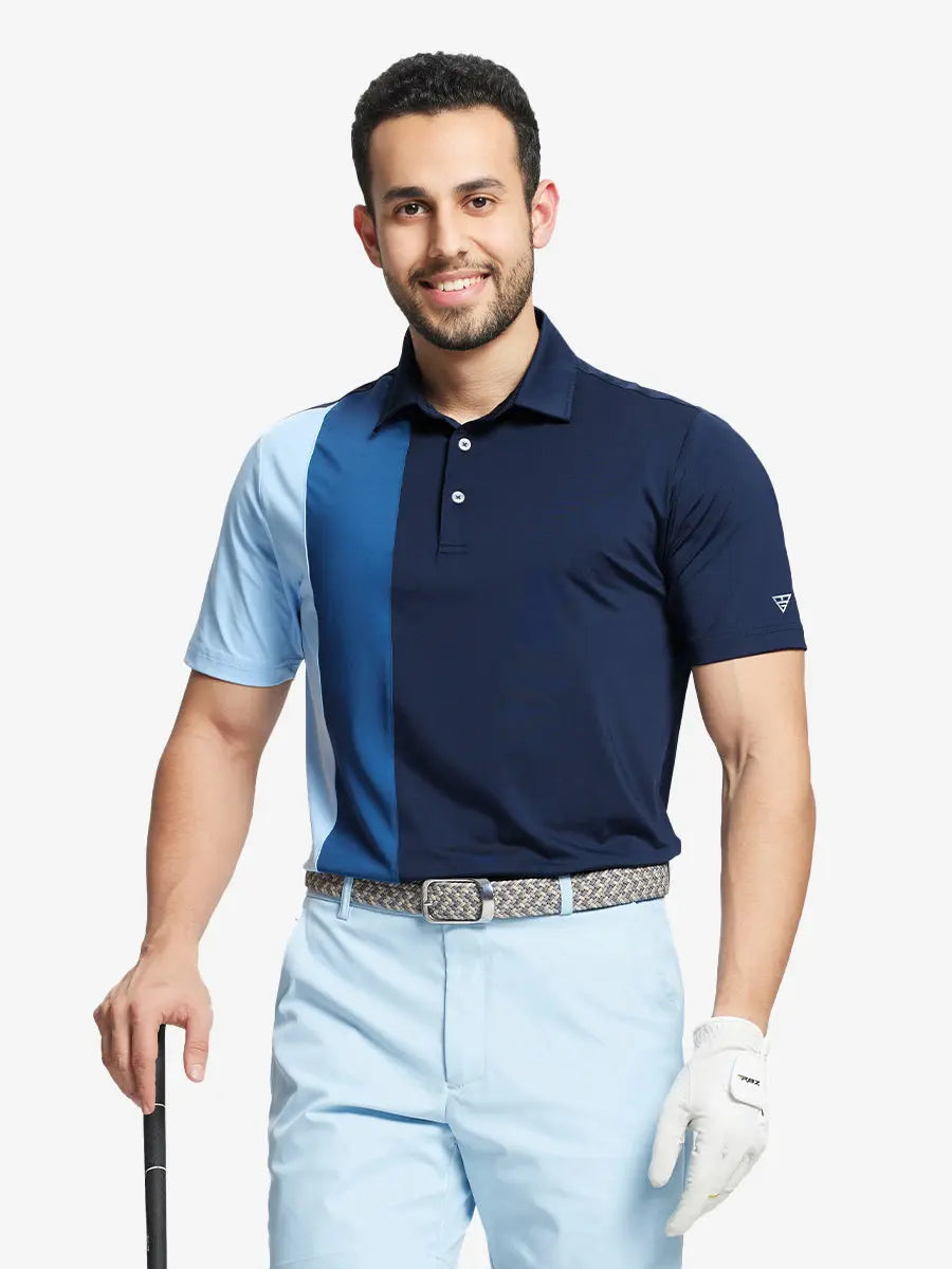 Moisture Wicking Color Block Polo Shirts