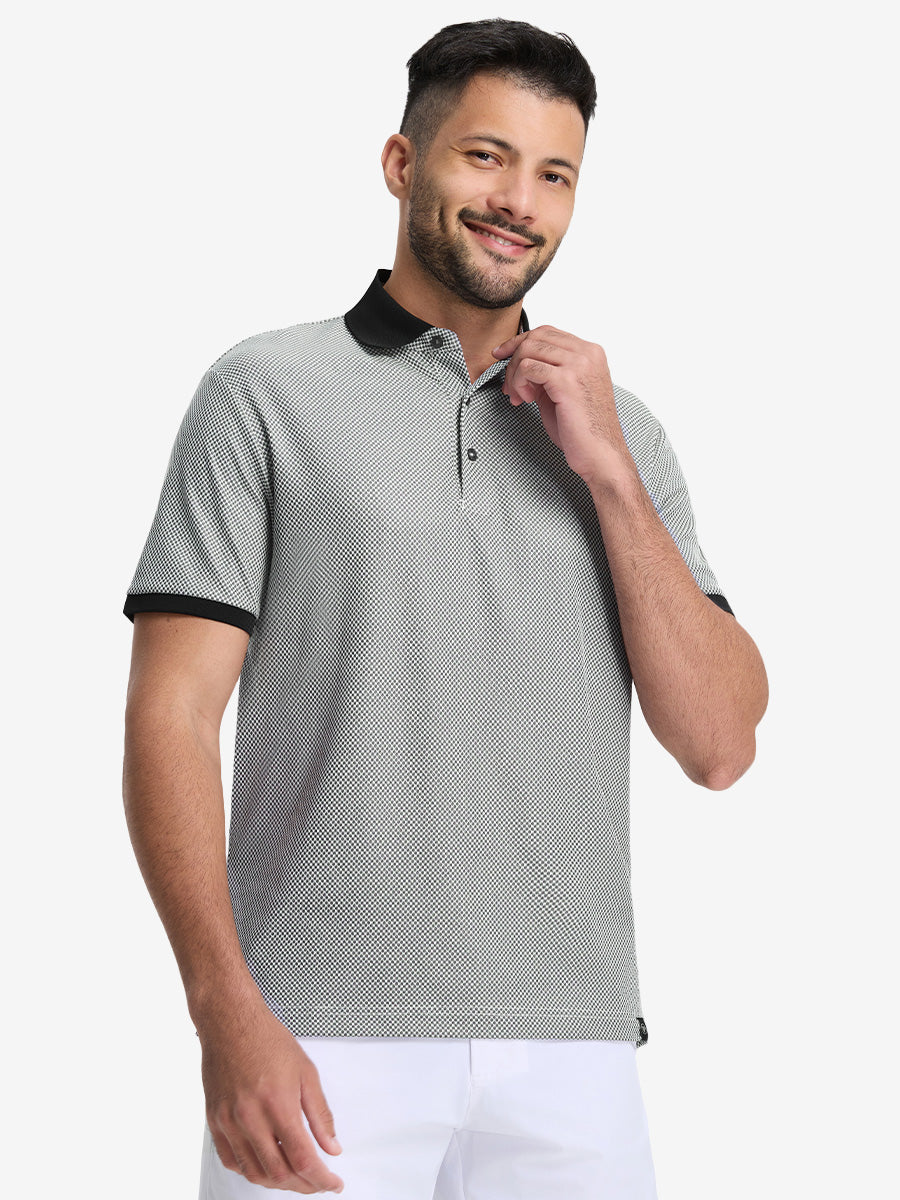 Quick Dry Jacquard Ribbed Collar Golf Shirts