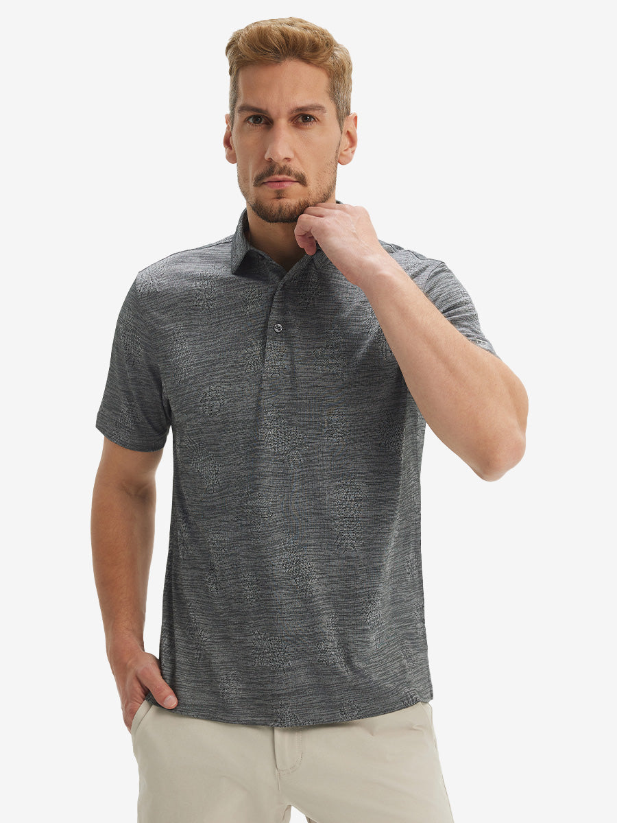 Breathable Jacquard Pattern 3-Button Golf Polo
