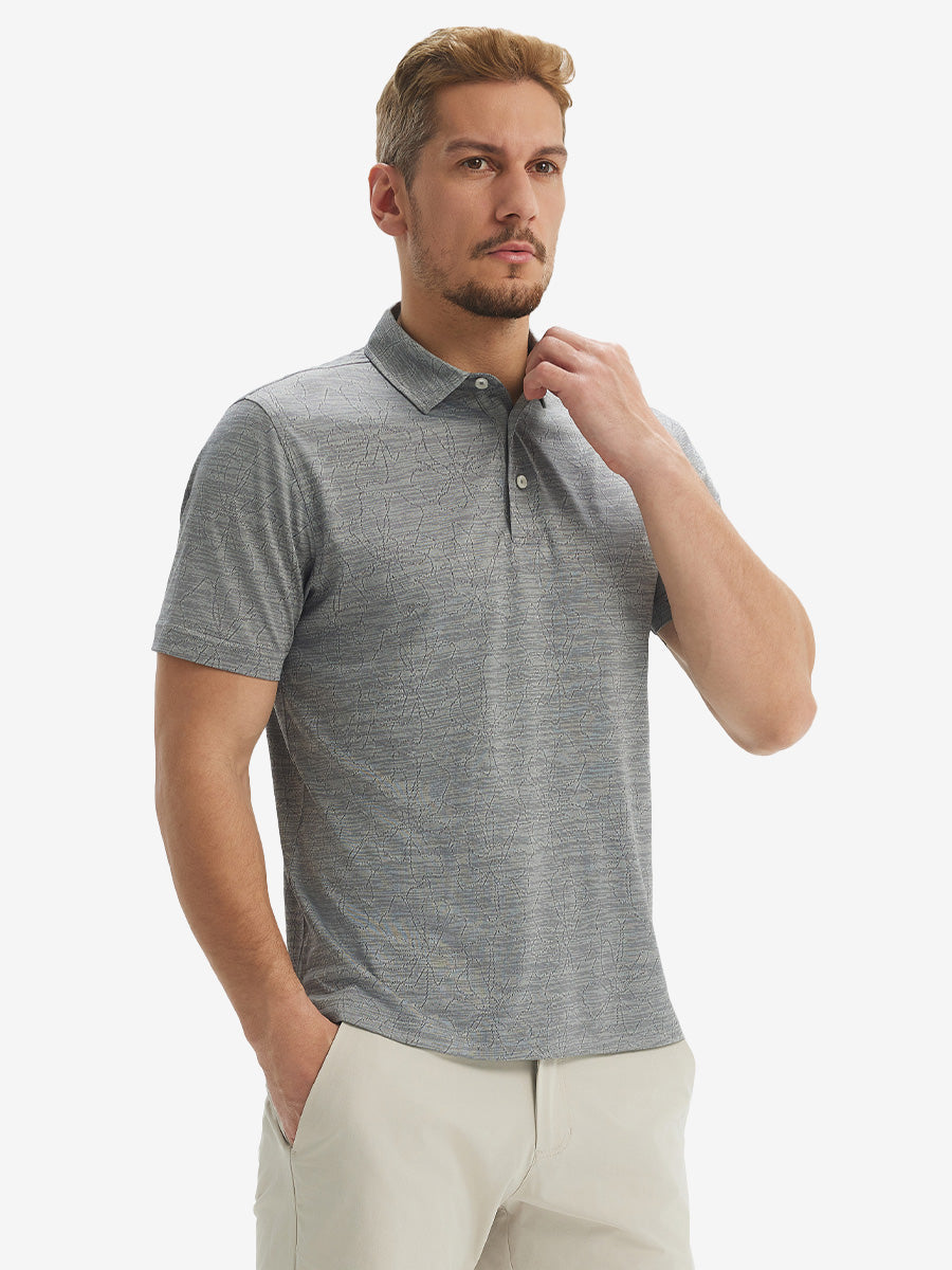 Breathable Jacquard Pattern 3-Button Golf Polo