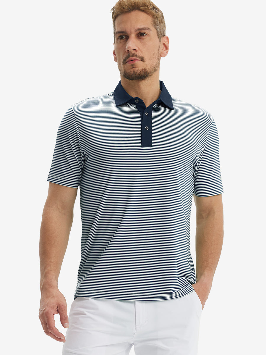 Upgraded Two-tone Striped Quick Dry Polo Shirt