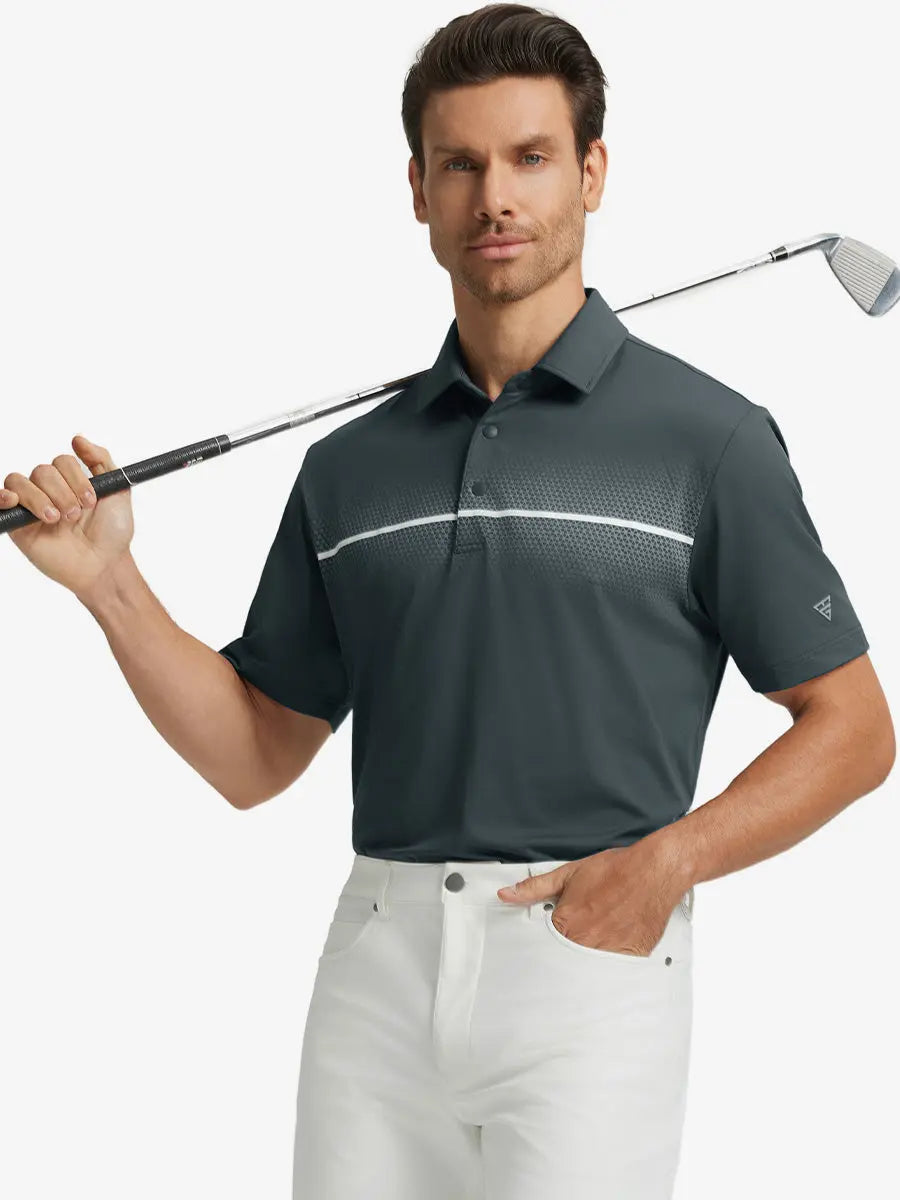 Stylish Chest Print Snap Polo