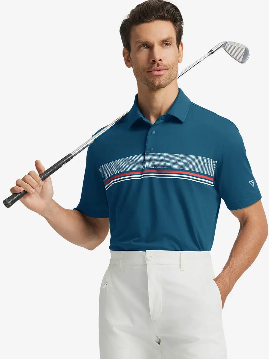 Stylish Chest Print Snap Polo
