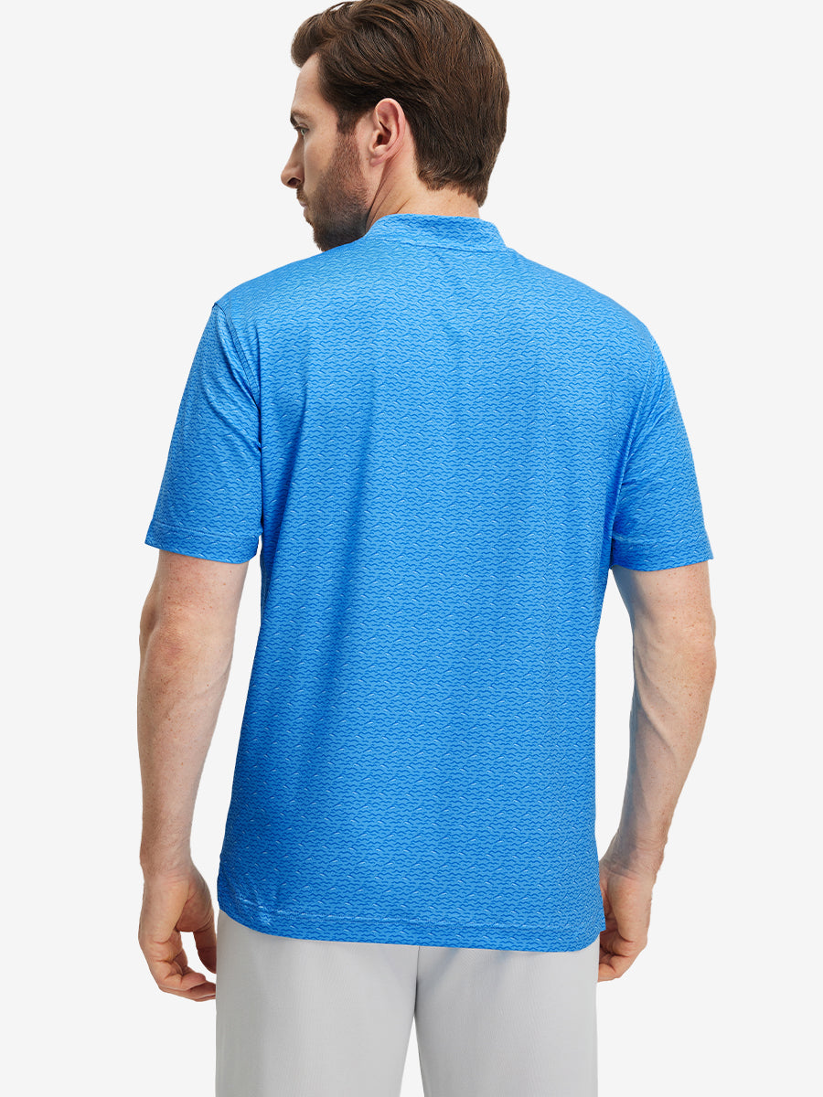 Stretch Printed Collarless Henley Golf Shirts