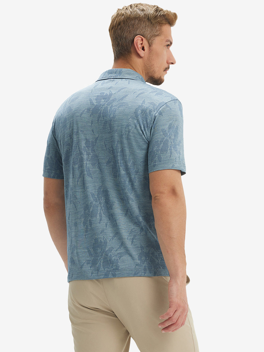 Breathable Jacquard Pattern 3-Button Golf Polo